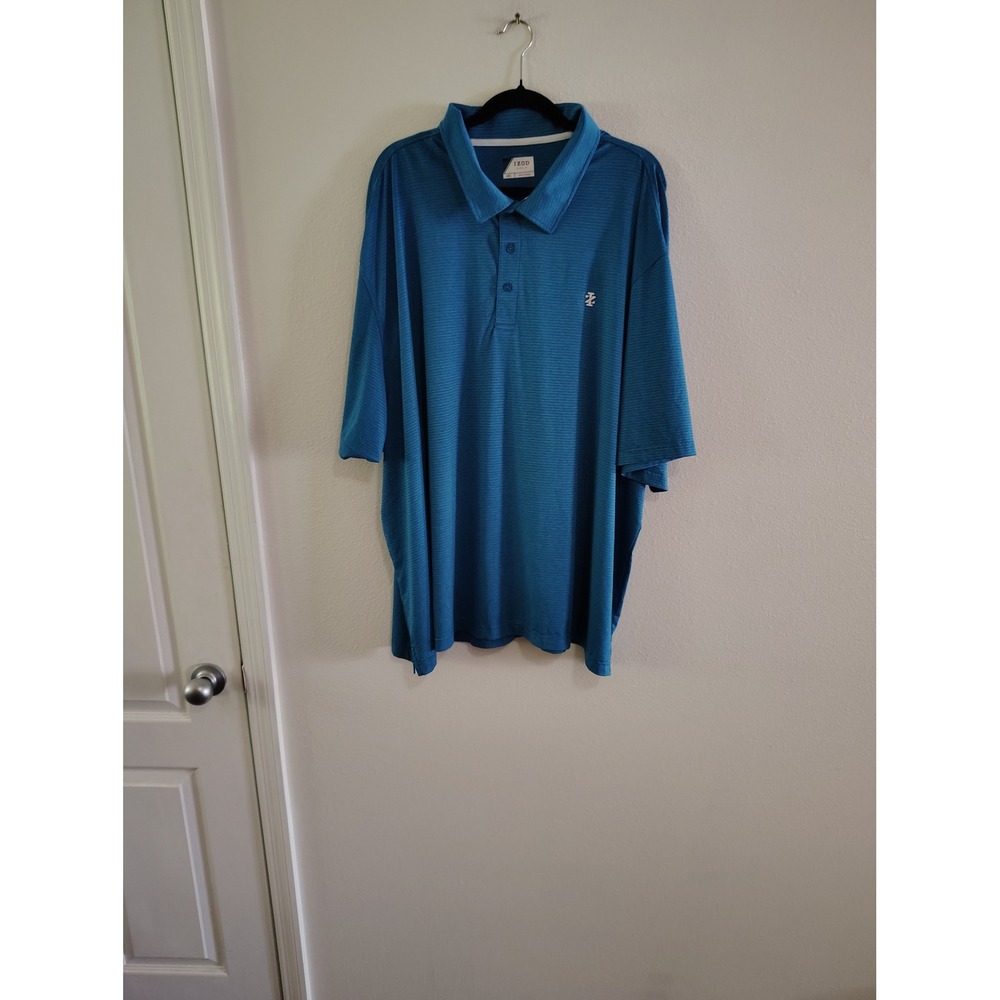 Izod Golf Mens‎ 4XL Blue Micro Stripe Short Sleeve Performance Polo Shirt